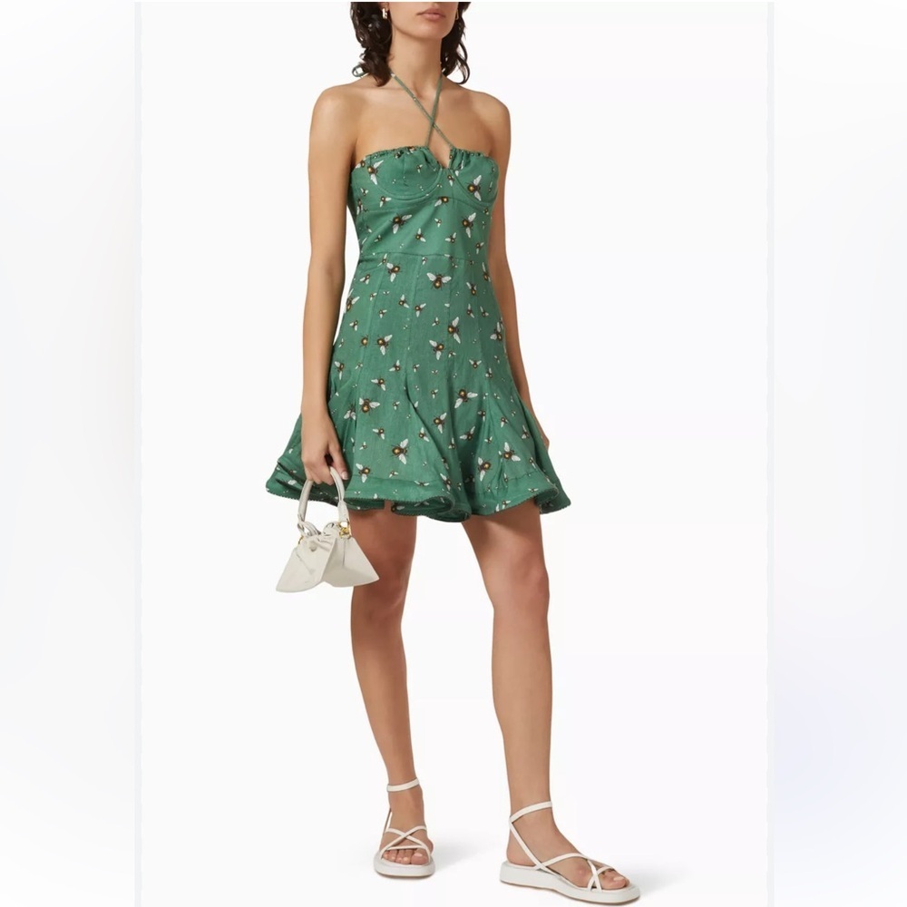 Agua by Agua Bendita Anturio Astro Esmeralda Linen Bee Dress – Size Small